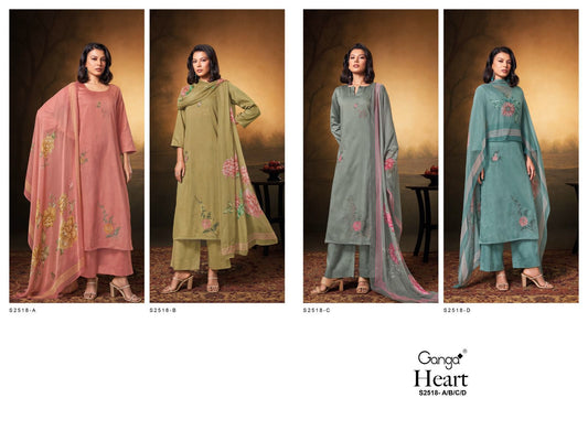 Heart 2518 Ganga Cotton Silk Plazzo Style Suits Supplier India
