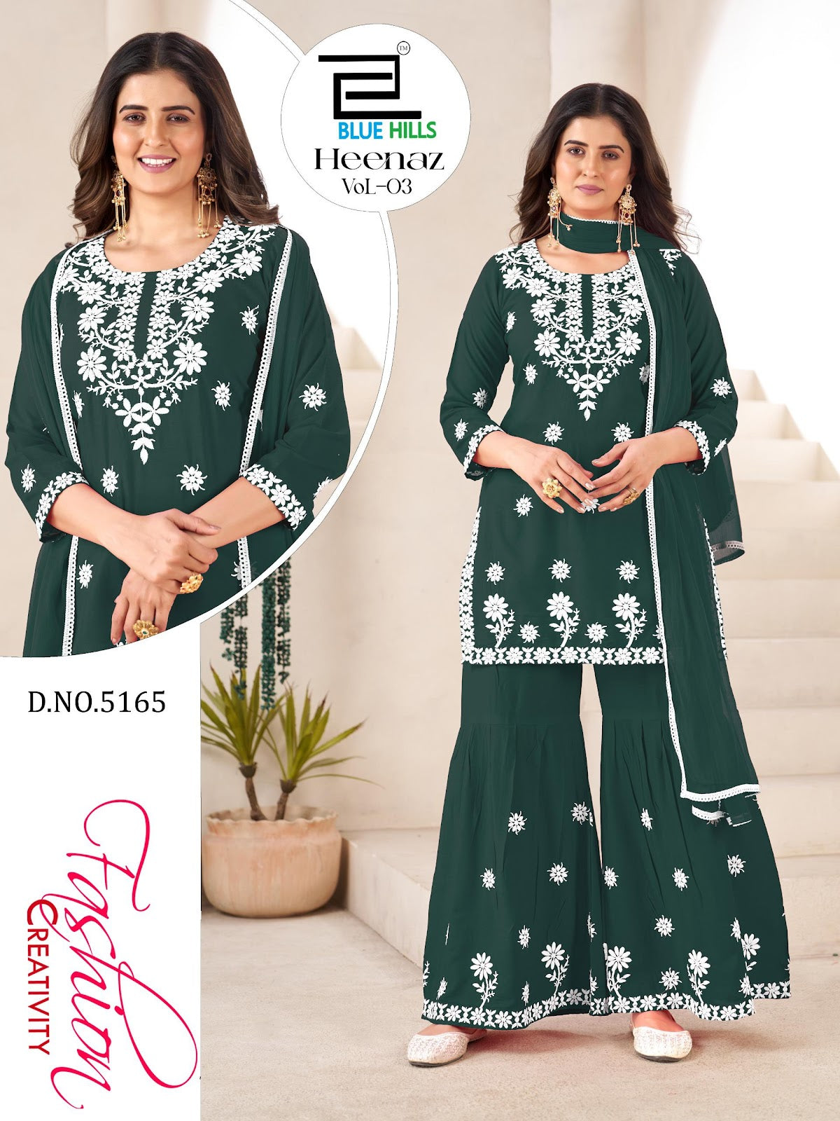 Heenaz Vol 3 Blue Hills Rayon 14Kg Readymade Sharara Suits Wholesaler