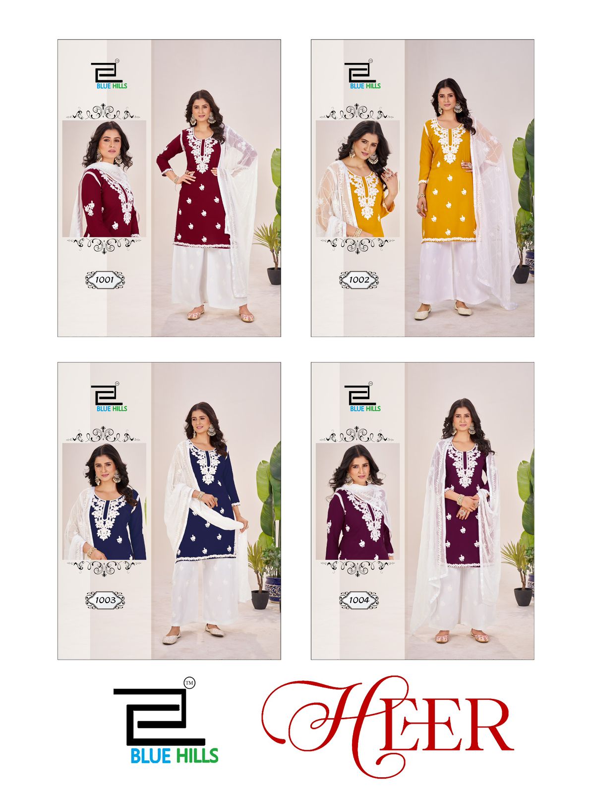 Heer Blue Hills Rayon 14Kg Readymade Plazzo Style Suits Wholesaler Ahmedabad