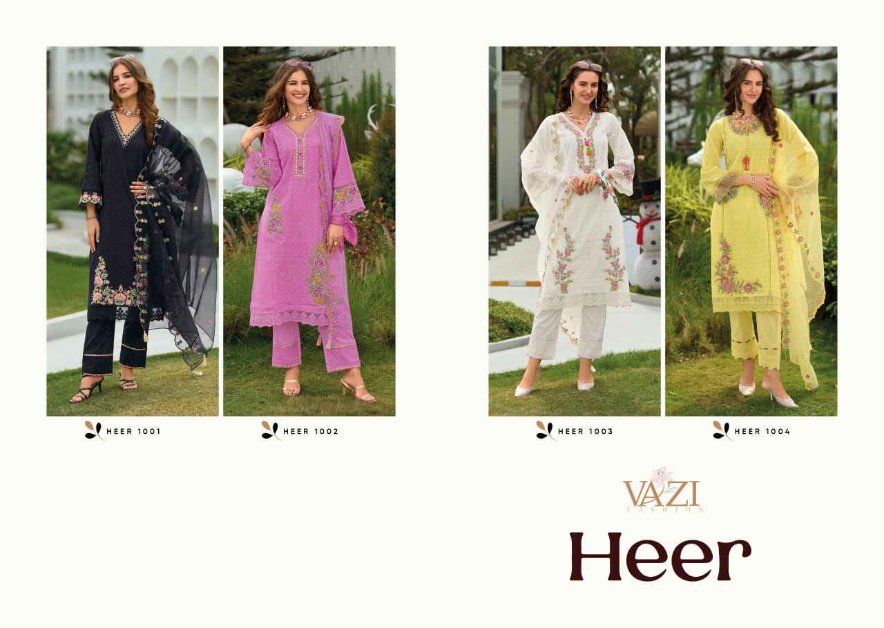 Heer Vazi Fashion Pure Cotton Pakistani Readymade Suits Supplier India