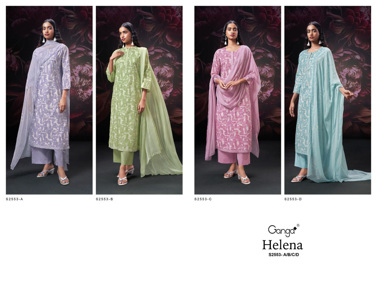 Helena 2553 Ganga Premium Cotton Plazzo Style Suits Wholesale