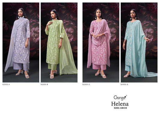 Helena 2553 Ganga Premium Cotton Plazzo Style Suits Wholesale
