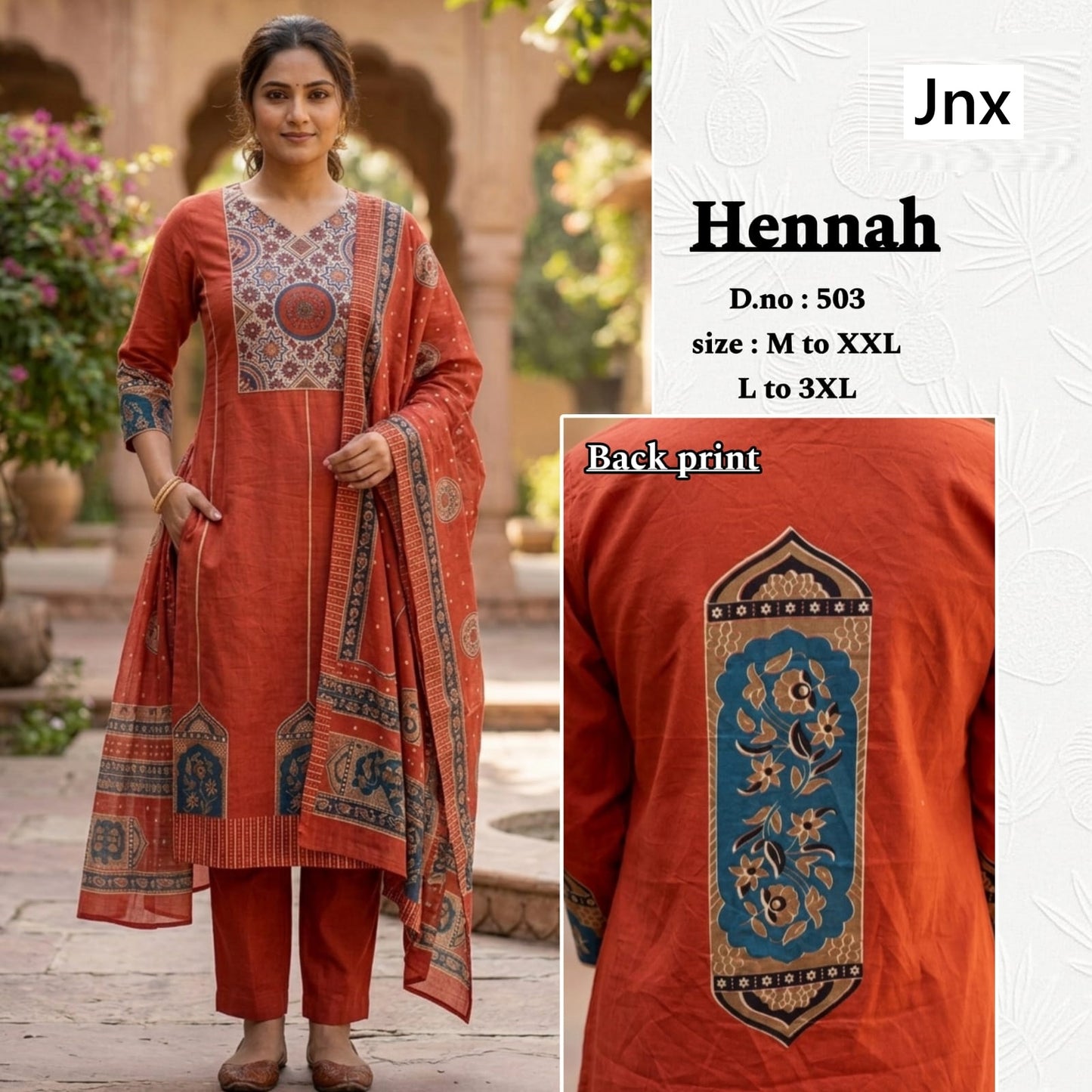 Hennah Jnx Readymade Cotton Pant Suits Exporter India