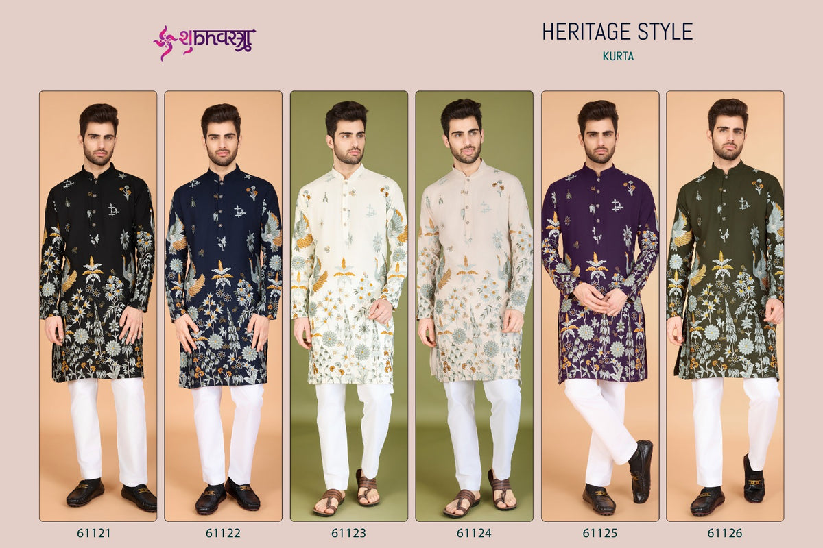Heritage Style 61121-61126 Shubhvastra Viscose Rayon Mens Kurta Exporter