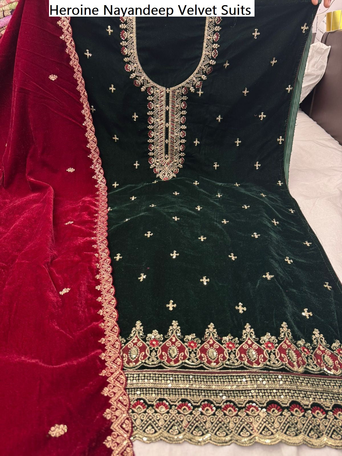 Heroine Nayandeep Velvet Suits Wholesale Price