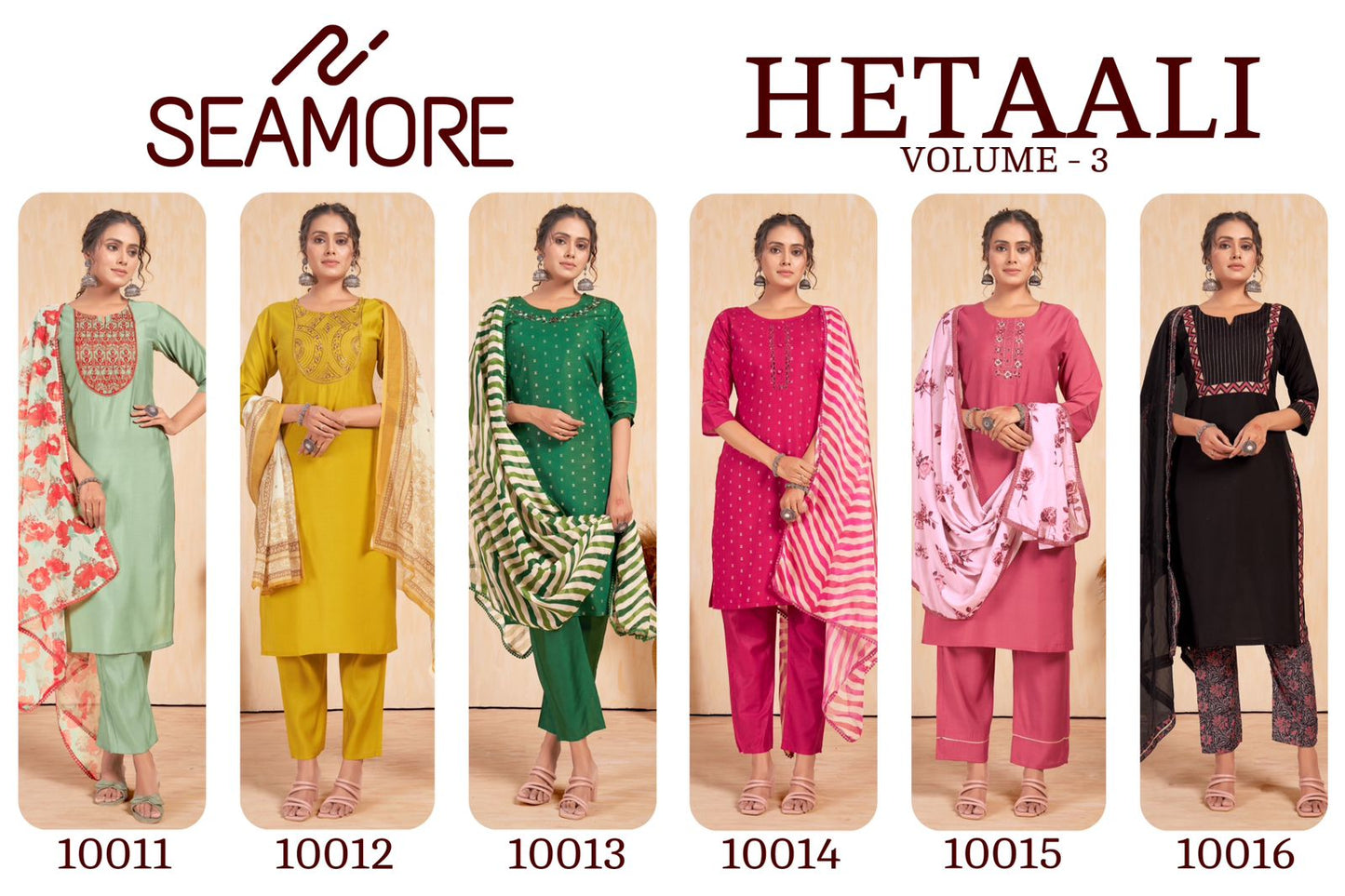 Hetaali Vol 3 Seamore Roman Silk Readymade Pant Style Suits