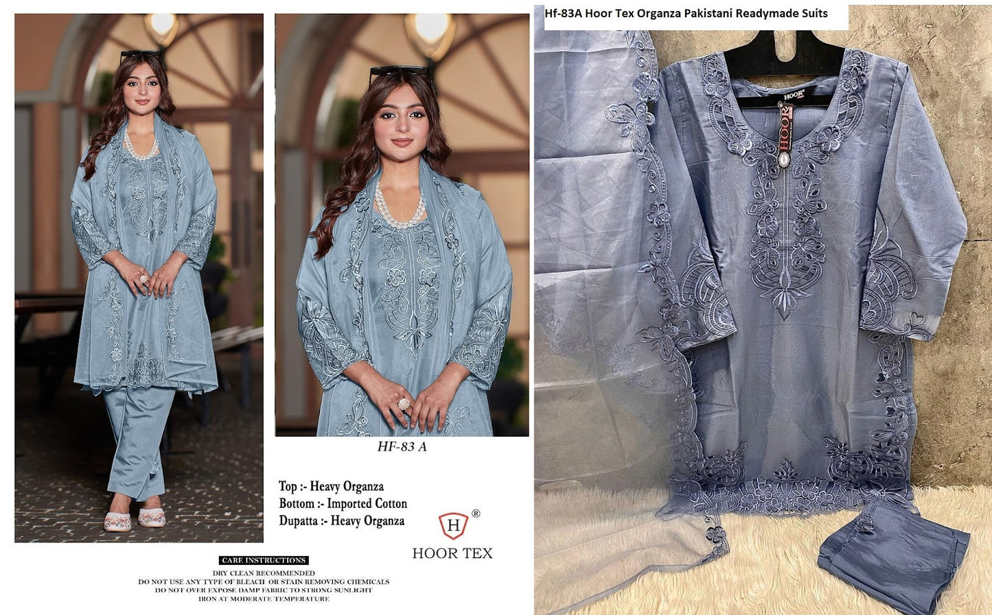 Hf-83Abcd Hoor Tex Organza Pakistani Readymade Suits Wholesale Rate