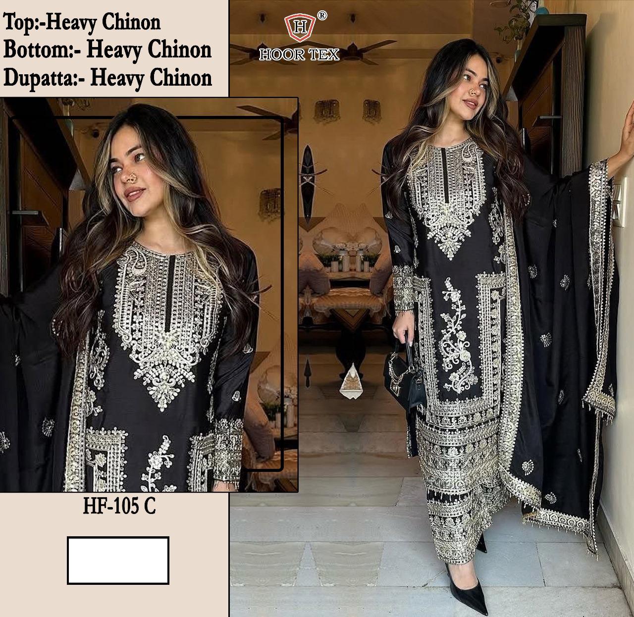 Hf 105 Hoor Tex Chinon Pakistani Readymade Suits Exporter