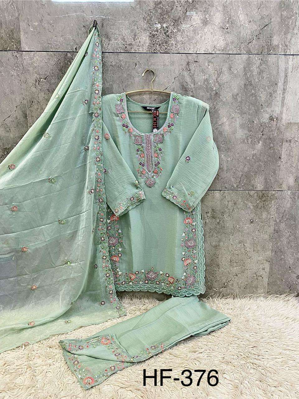 Hf 376 Hoor Tex Chiffon Pakistani Readymade Suits Wholesaler Gujarat
