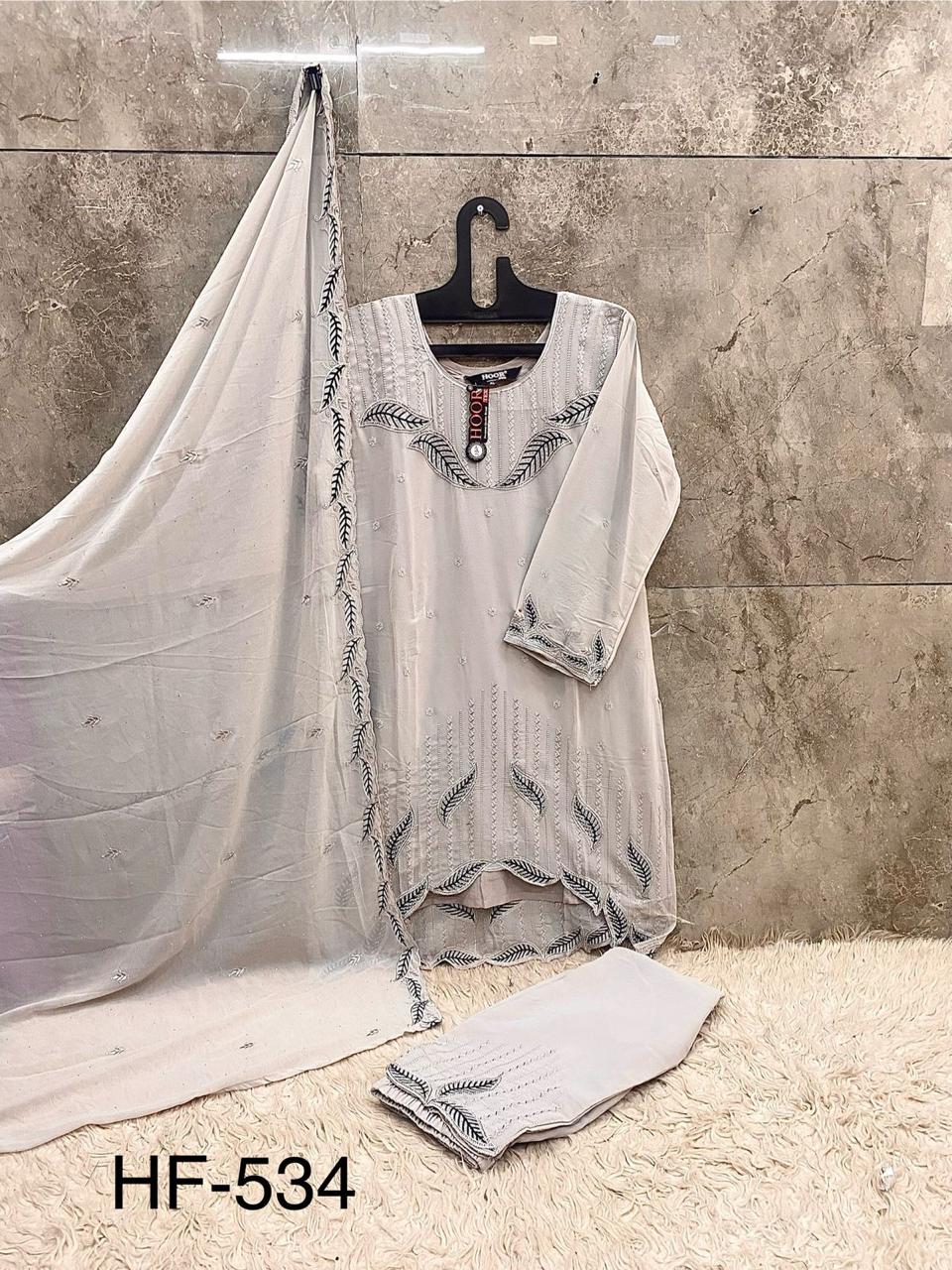 Hf 534 Hoor Tex Georgette Pakistani Readymade Suits Wholesale