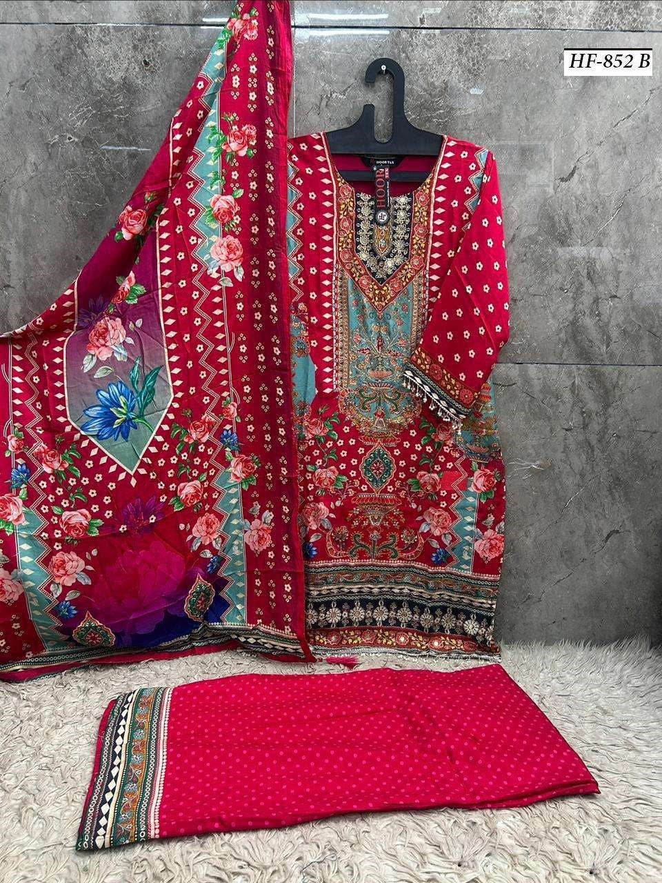 Hf 834-852 Hoor Tex Muslin Pakistani Readymade Suits Wholesaler