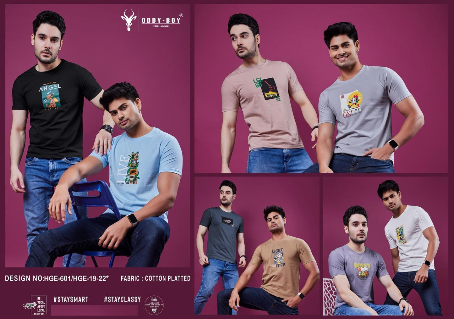 Hge-601 Hge-19-22 Oddy Boy Cotton Mens Tshirts Wholesale Price