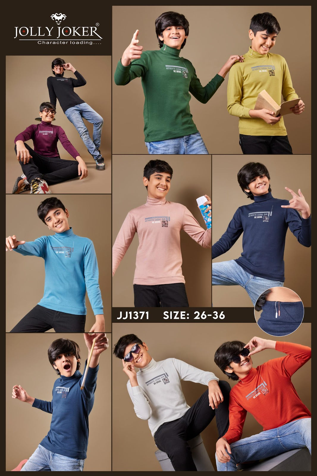 Hi Neck Jj 1371 Rib Jolly Joker Knit Boys Tshirt Wholesale Rate