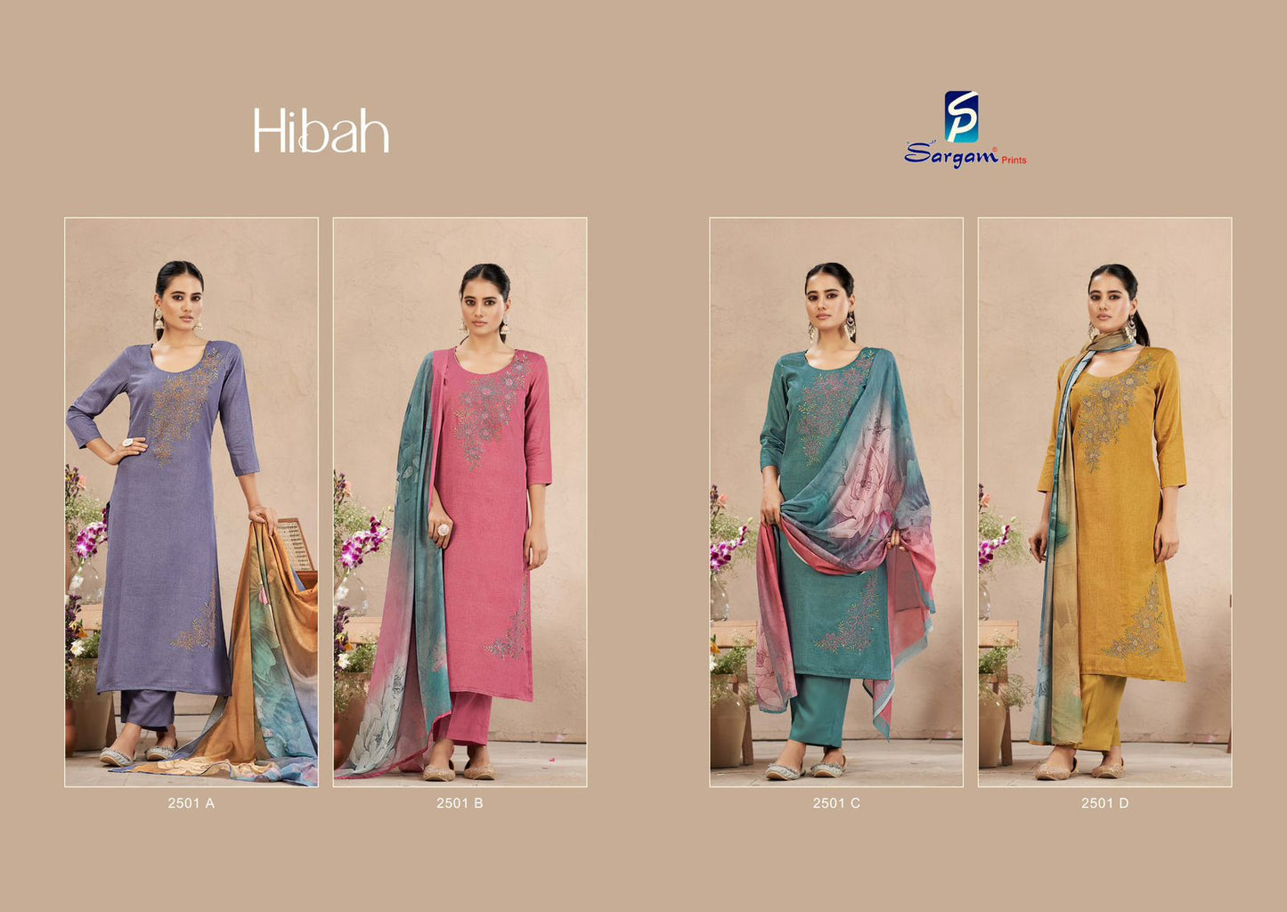 Hibah Sargam Prints Pure Jam Plazzo Style Suits Exporter