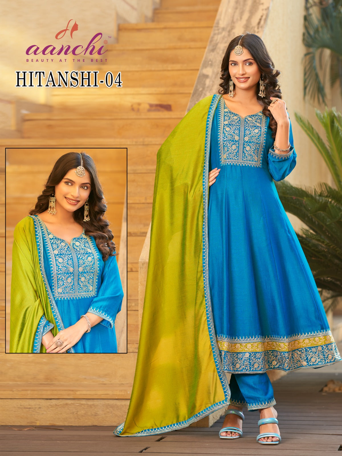 Hitanshi 01 To 04 Aanchi Vichitra Silk Readymade Anarkali Suits Wholesale