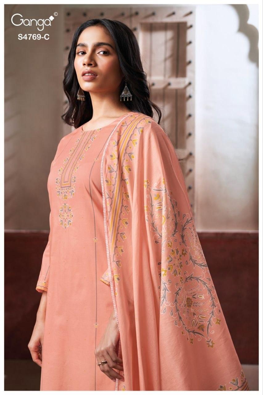 Hiyansa S4769 Ganga Cotton Plazzo Style Suits Exporter Gujarat