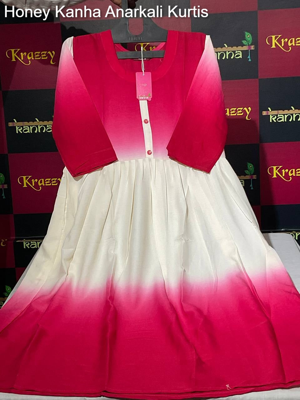 Honey Kanha Wrinkle Anarkali Kurtis Wholesale