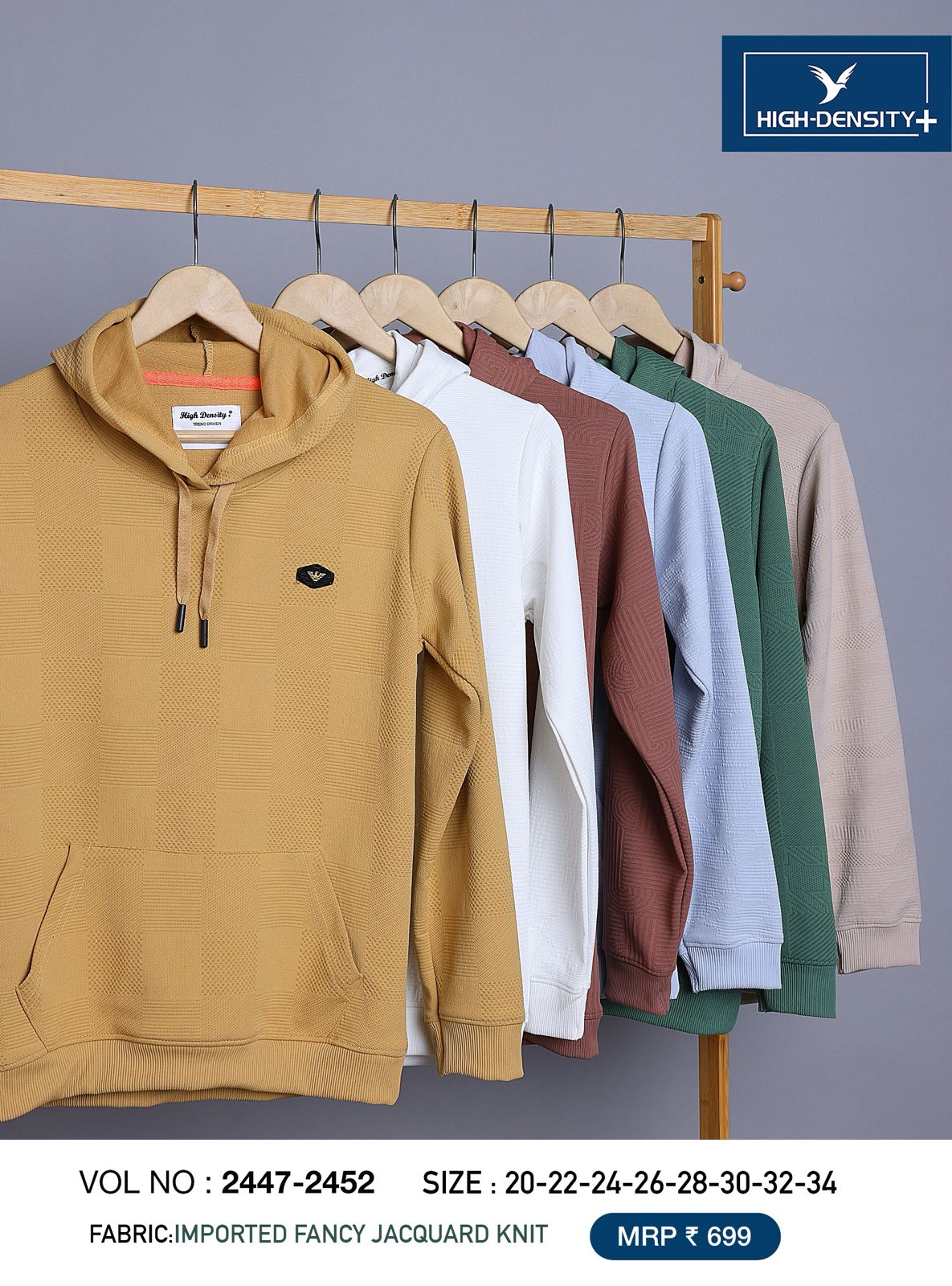 Hoodies Vol 2447-2452 Rib High Density Jacquard Boys Tshirt Supplier