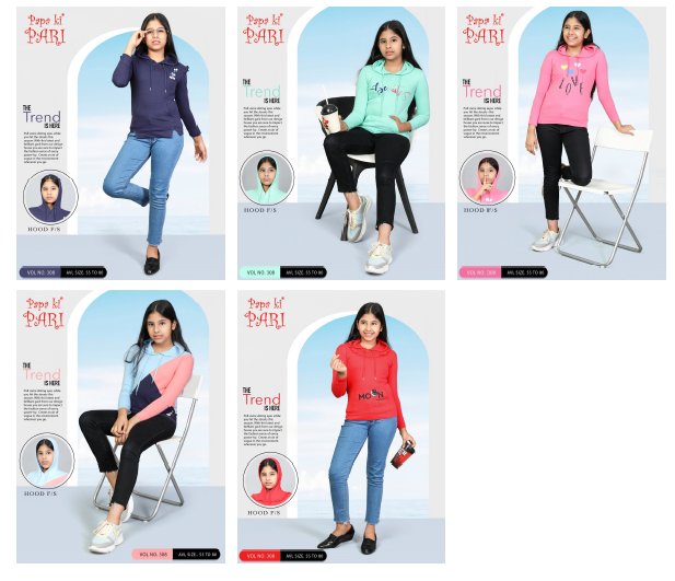 Hoodies Vol 308 Papa Ki Pari Biowash Girls Tshirt Supplier Gujarat