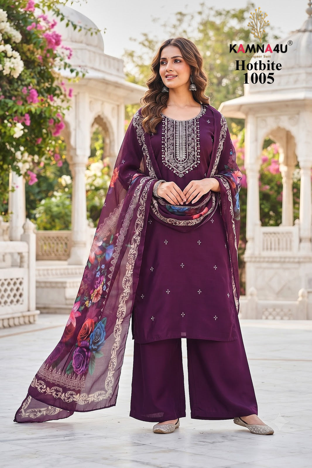 Hot Bite Kamna4U Chanderi Readymade Plazzo Style Suits Supplier