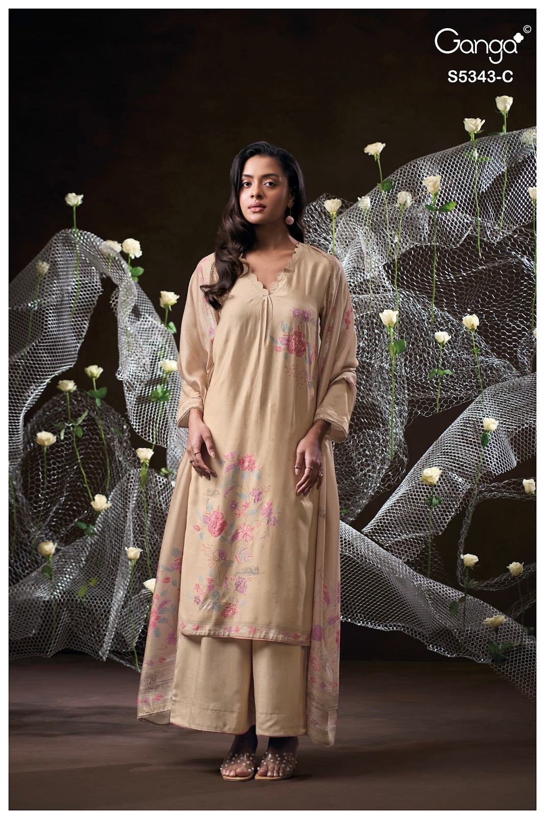 Hrushel S5343 Ganga Wool Pashmina Suits Exporter Gujarat