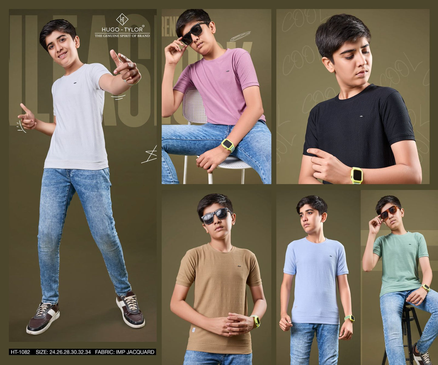 Ht 1082 Hugo Tylor Jacquard Boys Tshirt Wholesale Price