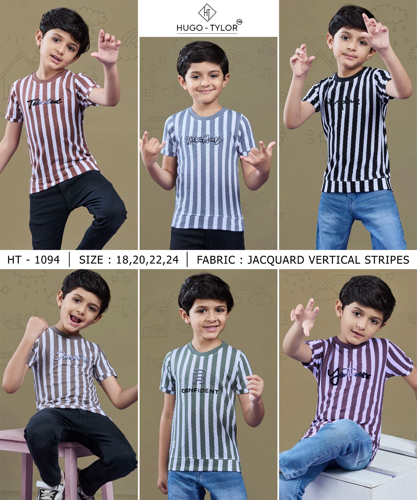 Ht 1094 Hugo Tylor Vertical Boys Tshirt Wholesaler Gujarat