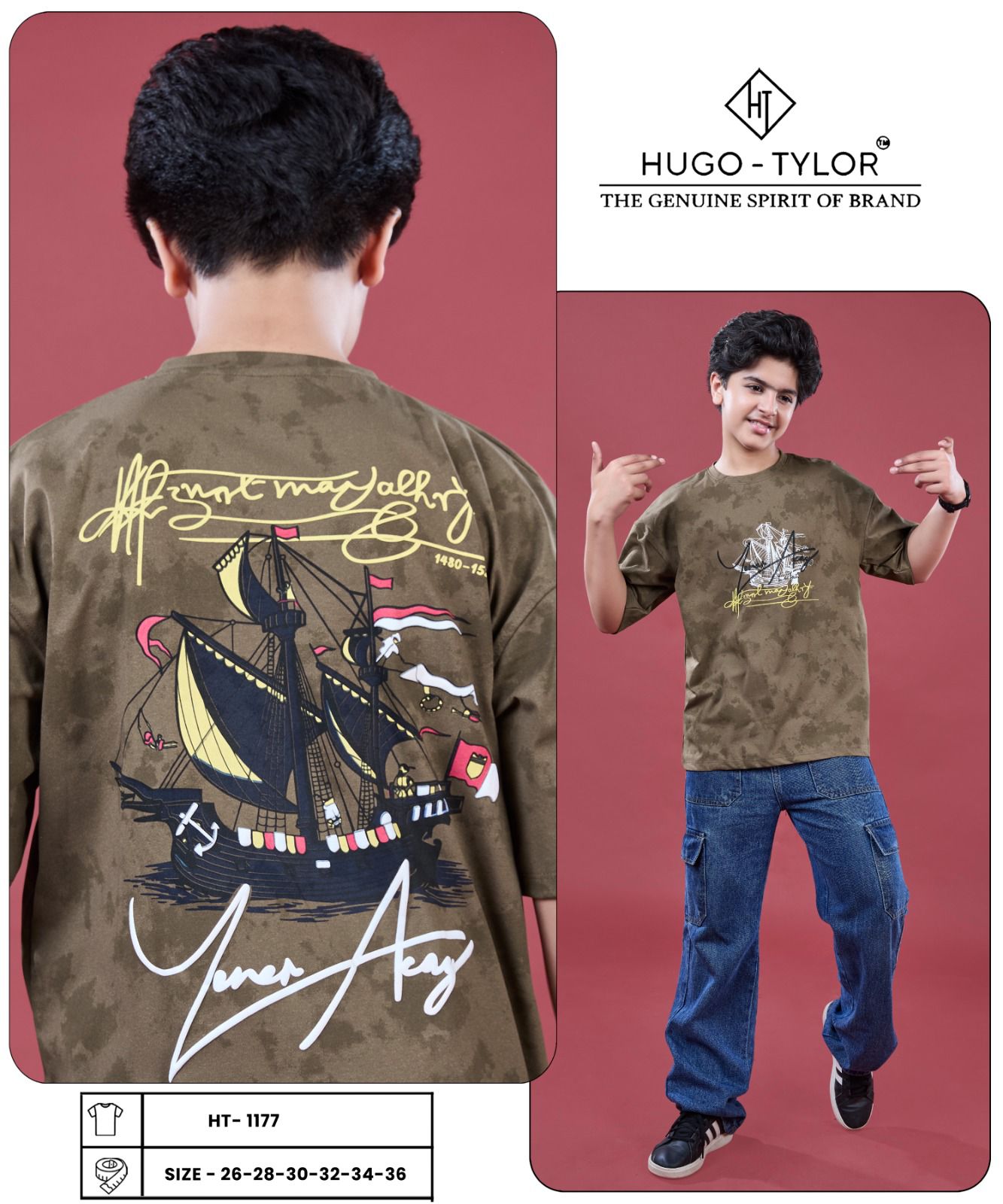 Ht 1177 Hugo Tylor Giza Cotton Boys Tshirt Wholesaler India
