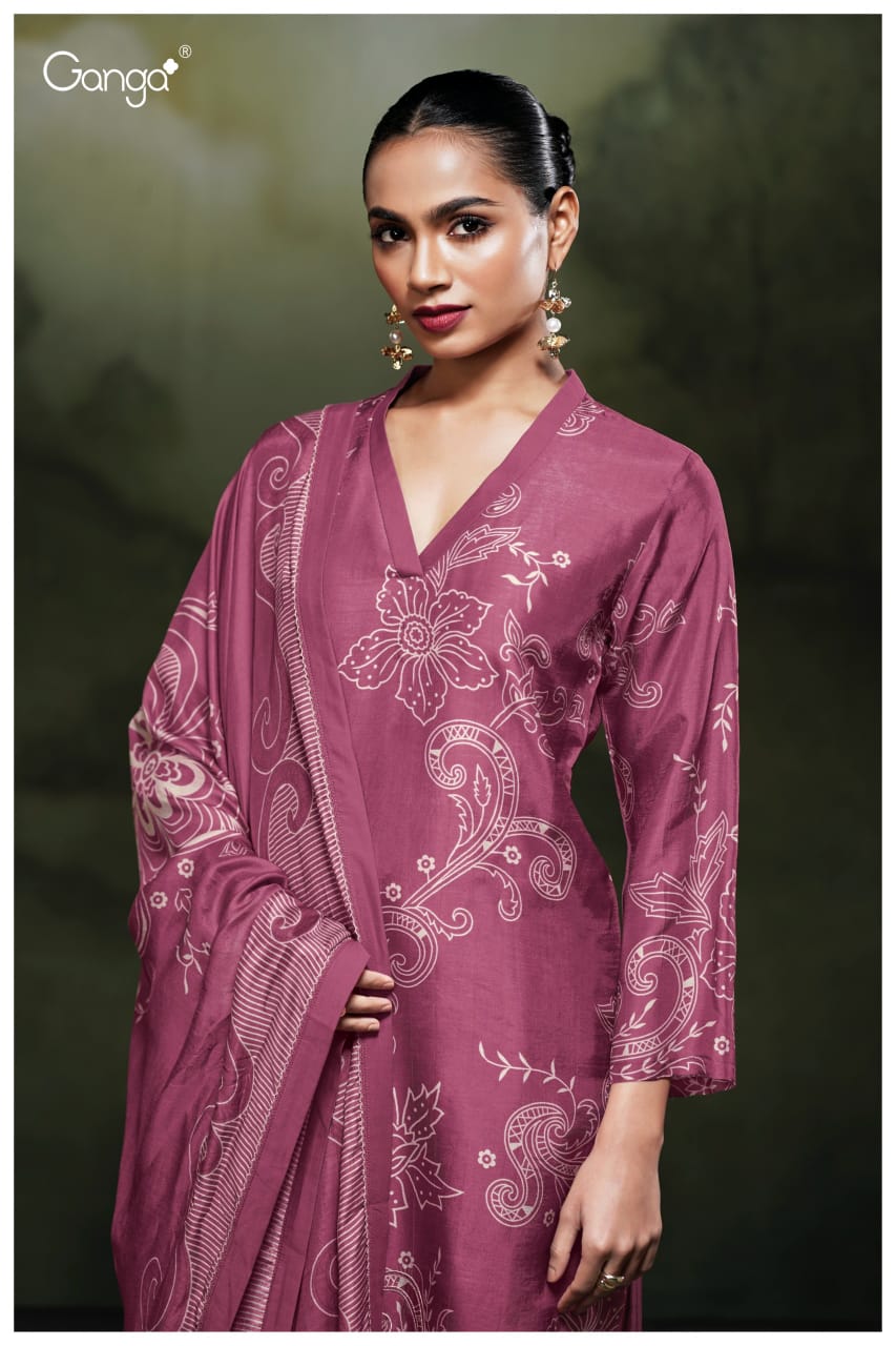 Hudaifa 3860 Ganga Russian Silk Plazzo Style Suits Wholesale