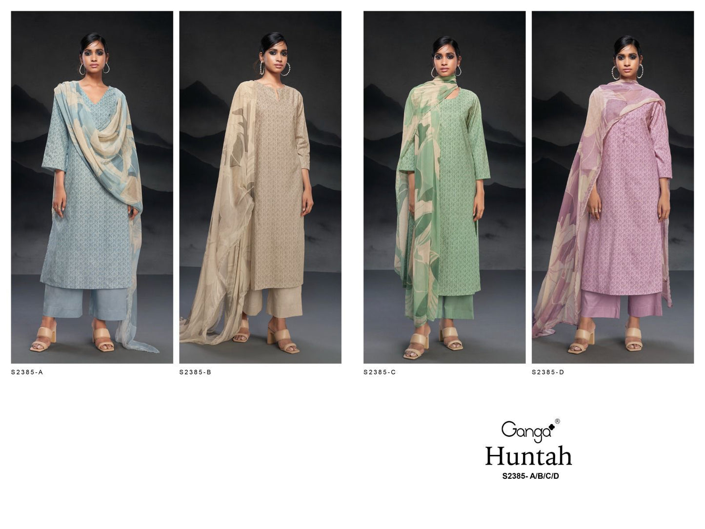Huntah-2385 Ganga Premium Cotton Plazzo Style Suits