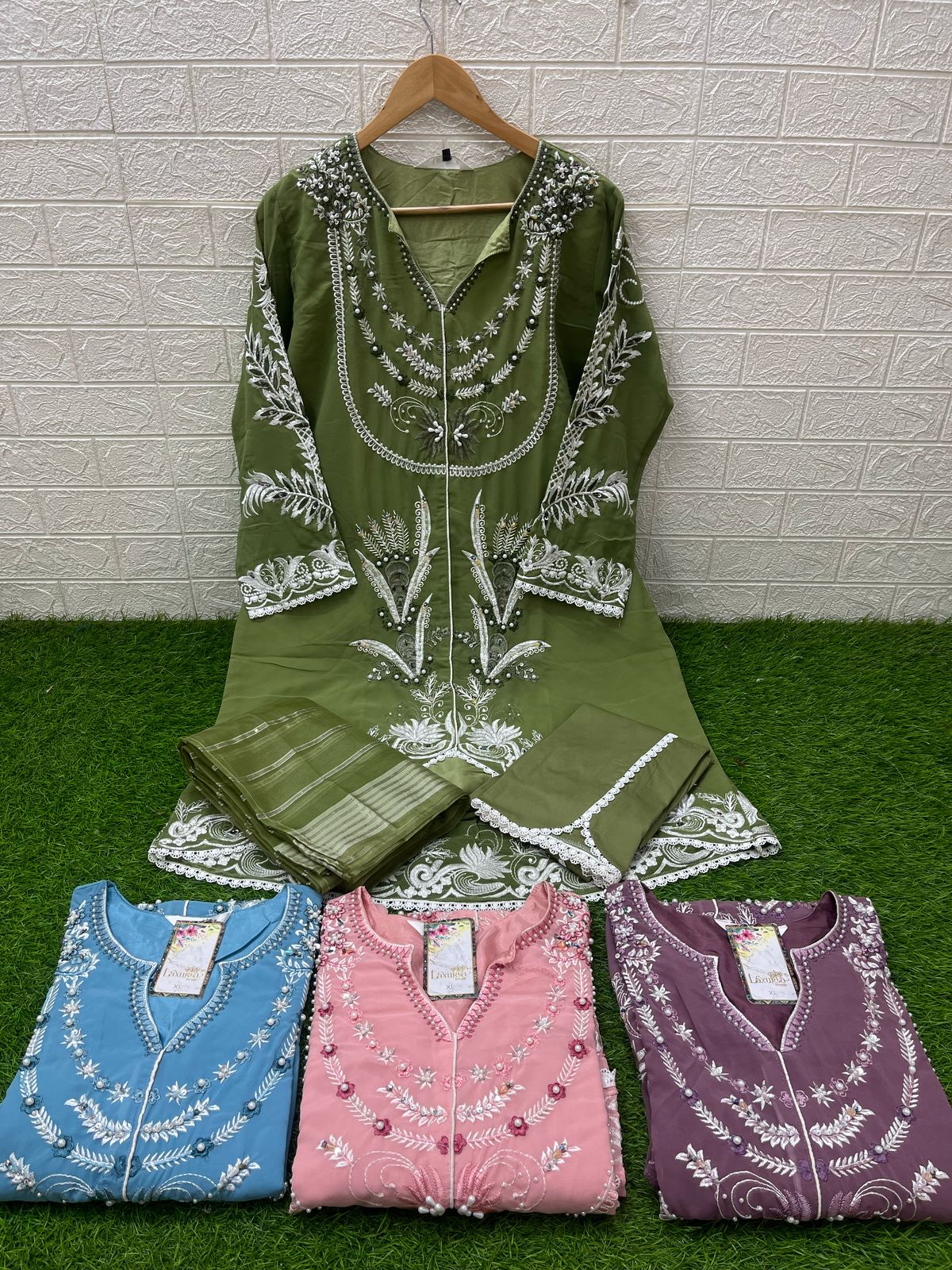 1451 New Colours Laxuria Trendz Faux Georgette Pakistani Readymade Suits Wholesale Rate