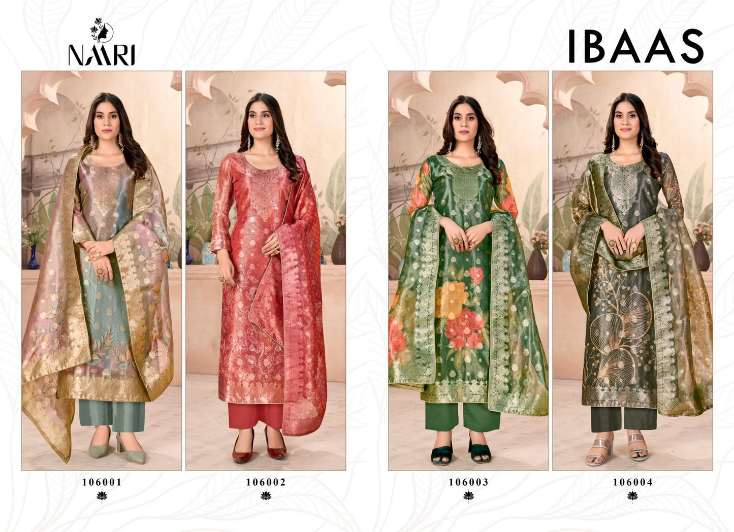 Ibaas Naari Simmer Jacquard Pant Style Suits Supplier Gujarat
