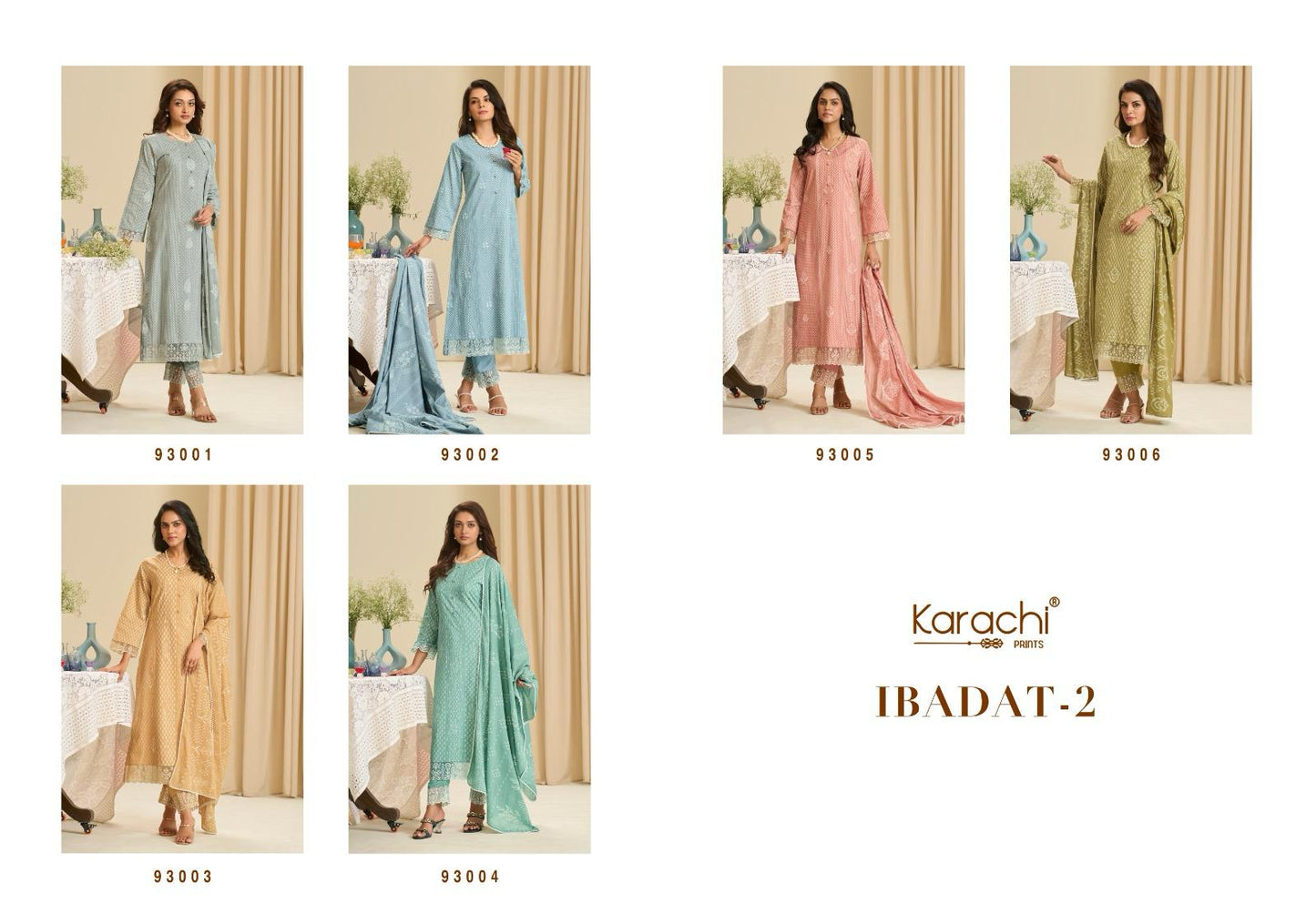 Ibadat 2 Karachi Prints Cambric Pant Style Suits Supplier