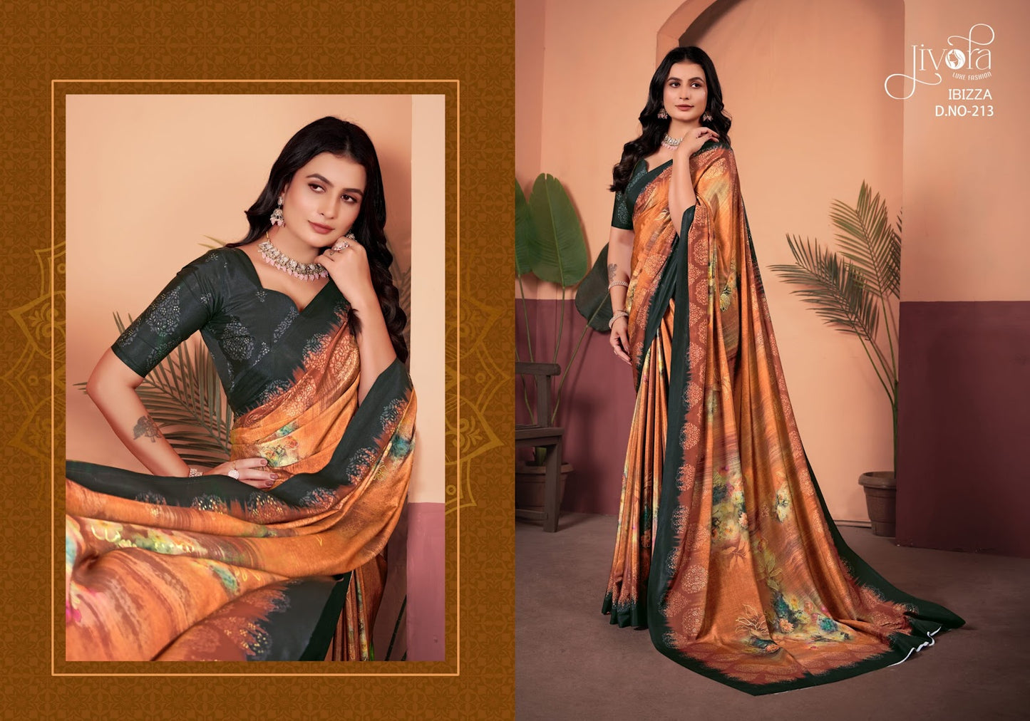 Ibizza 201-213 Jivora Crape Sarees Manufacturer Ahmedabad