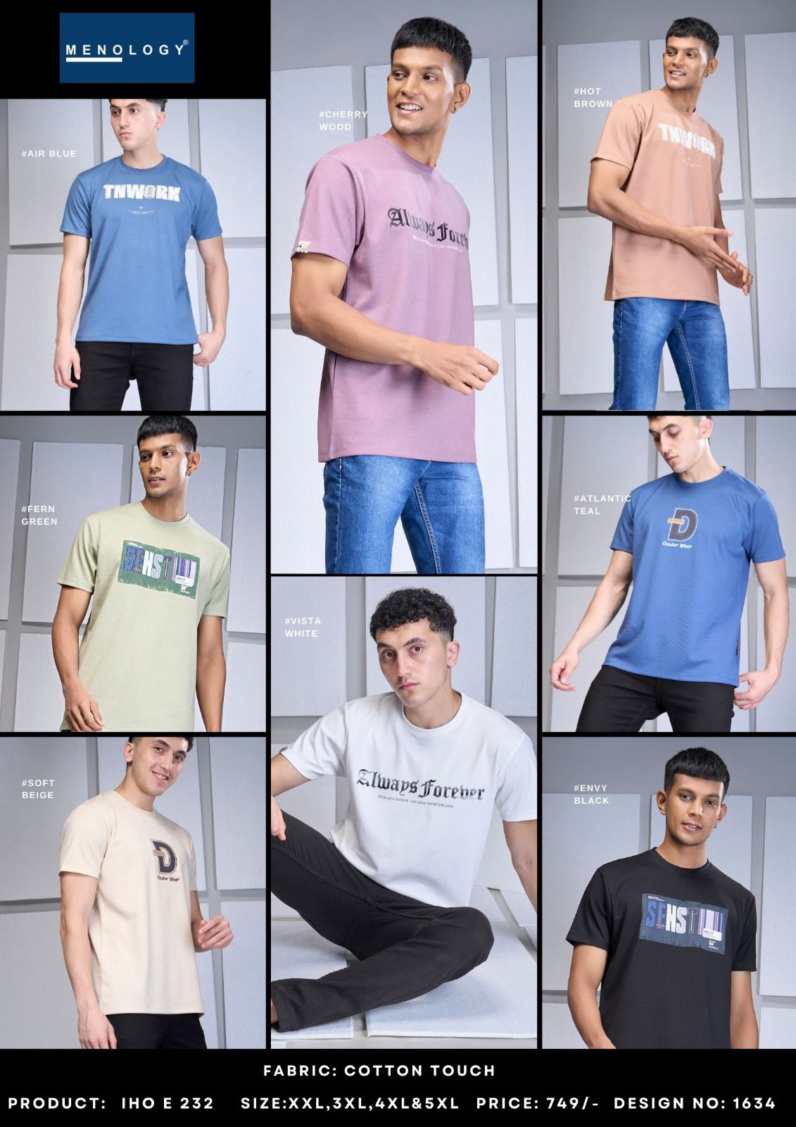 Iho E 232 Menology Cotton Mens Tshirts Supplier Gujarat