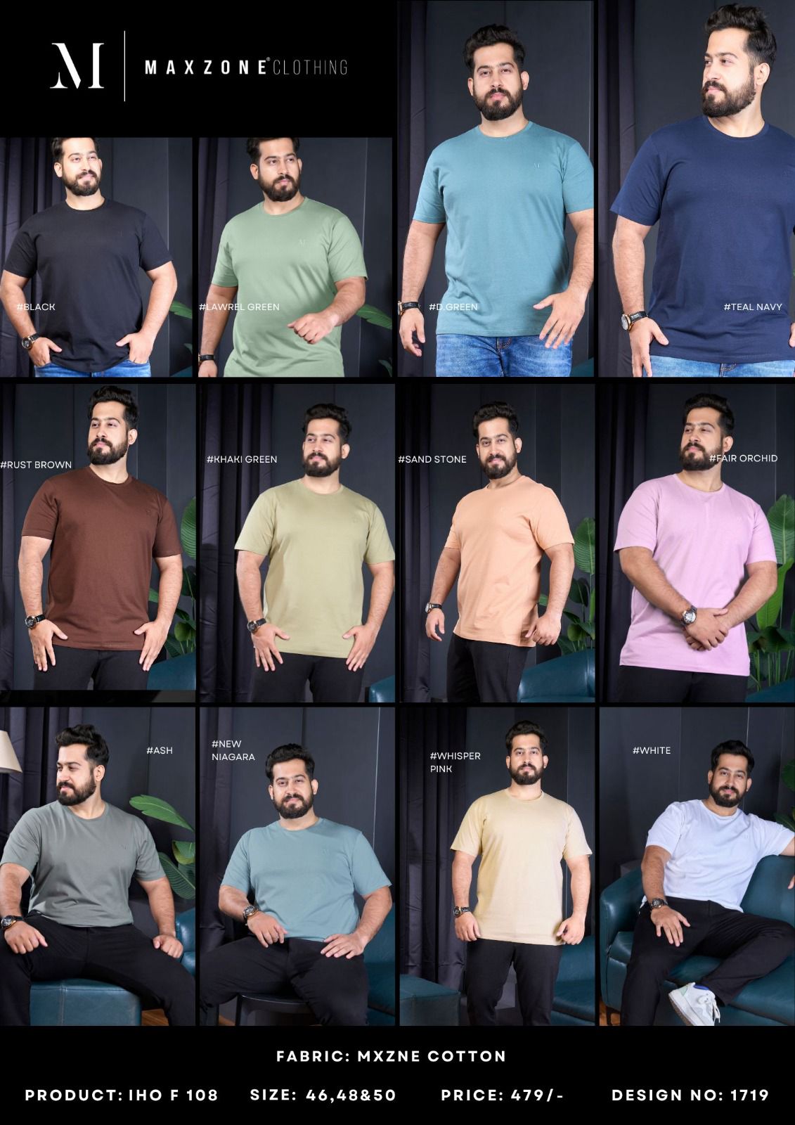 Iho F 108 Maxzone Clothing Mxzne Cotton Mens Tshirts Exporter Ahmedabad