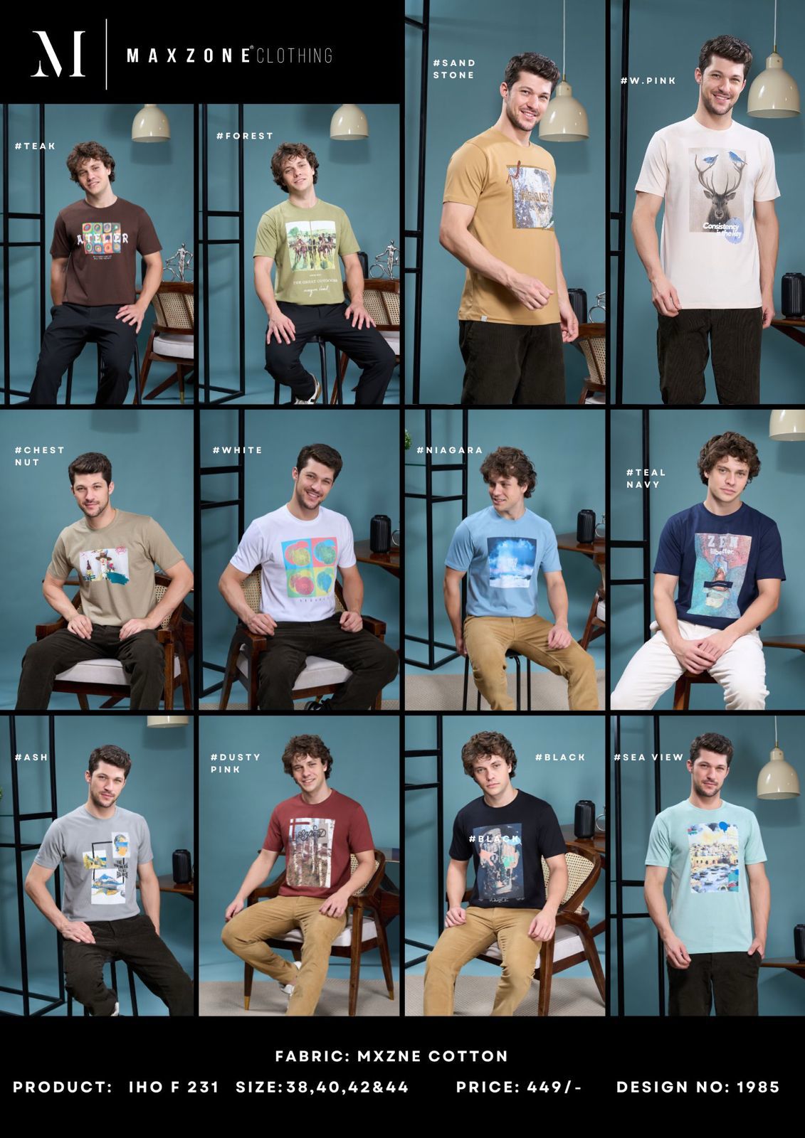 Iho F 231 Maxzone Clothing Cotton Mens Tshirts Supplier
