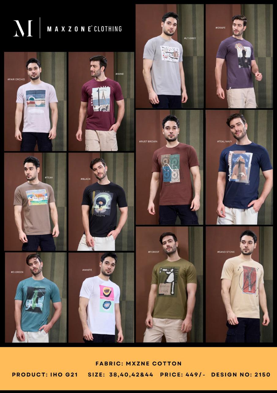 Iho G 21 Vol 2150 Maxzone Clothing Cotton Mens Tshirts Supplier India