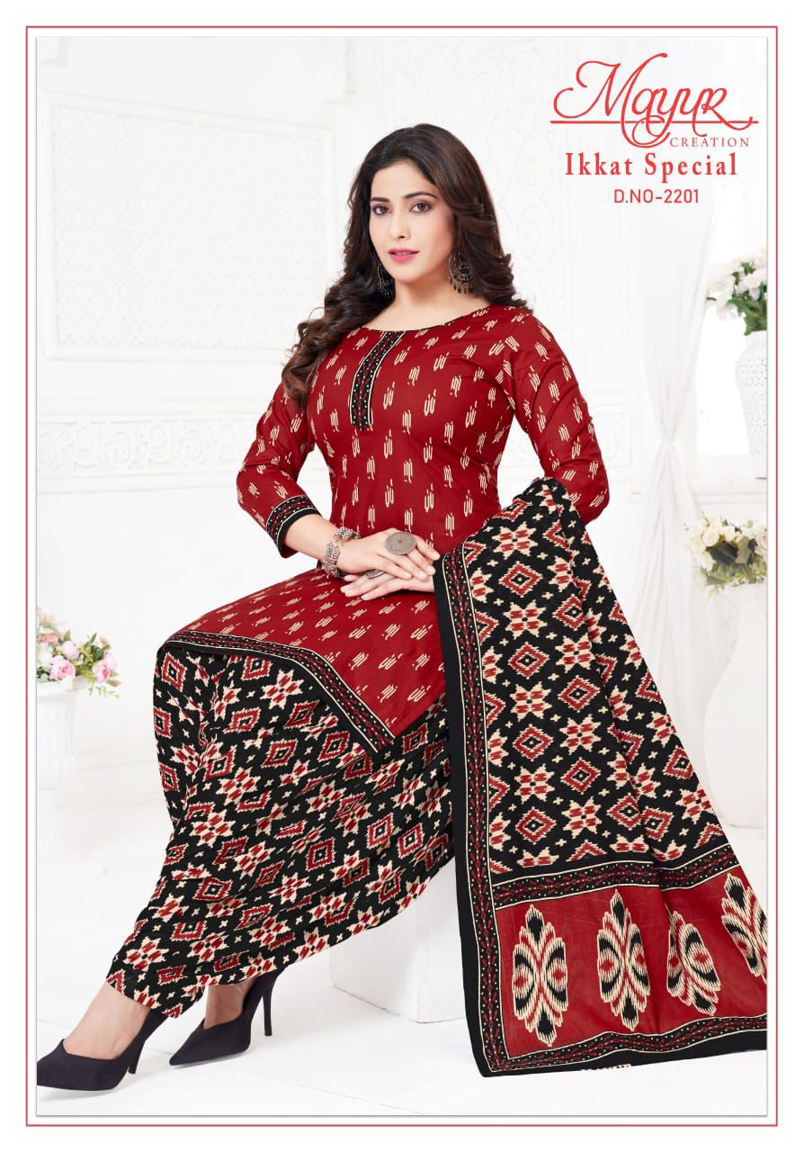 Ikkat Special Vol 22 Mayur Creation Readymade Cotton Patiyala Suits Exporter Gujarat