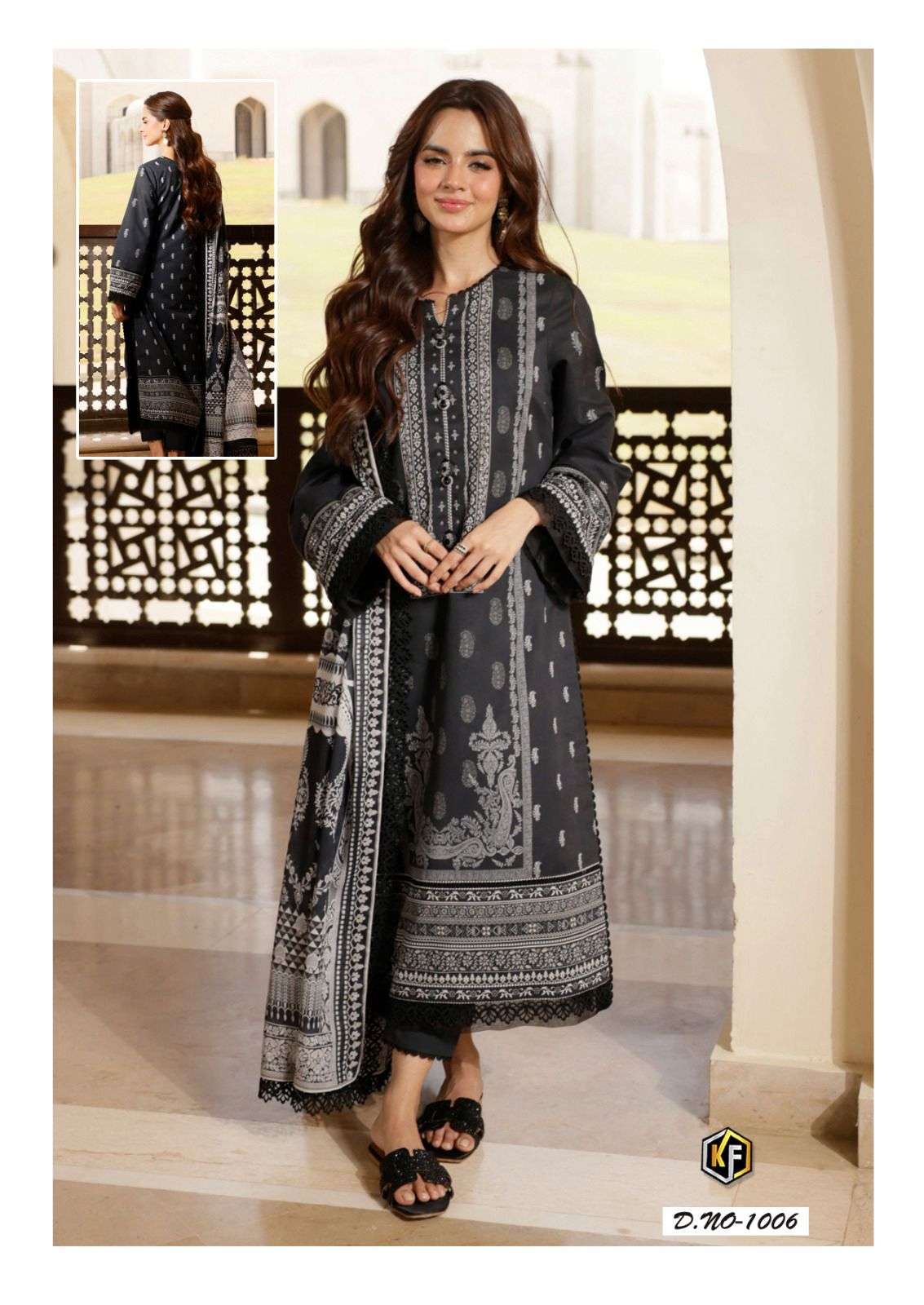 Image Black-White Heavy Cotton Luxury Collection Keval Fab Cotton Karachi Salwar Suits Exporter Ahmedabad