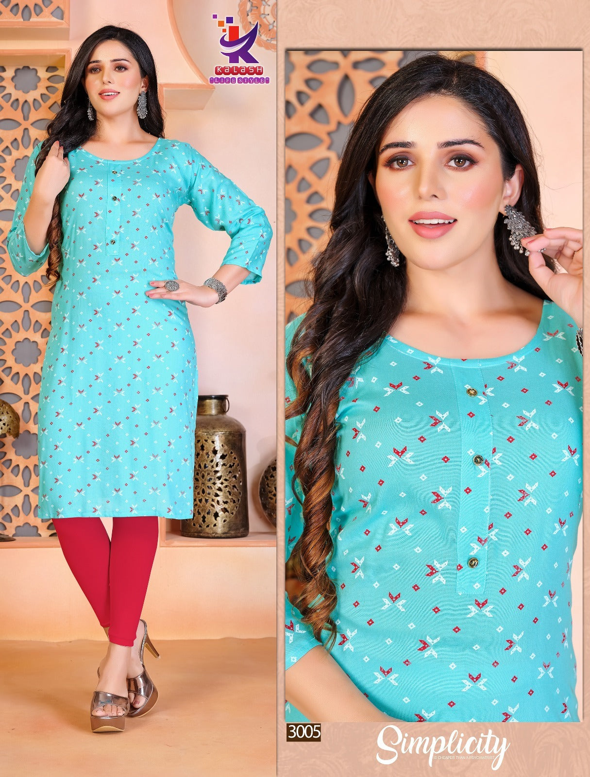 Imagine Beauty 5 Mlm Kalash Lifestyle Rayon 14Kg Knee Length Kurtis Manufacturer Gujarat