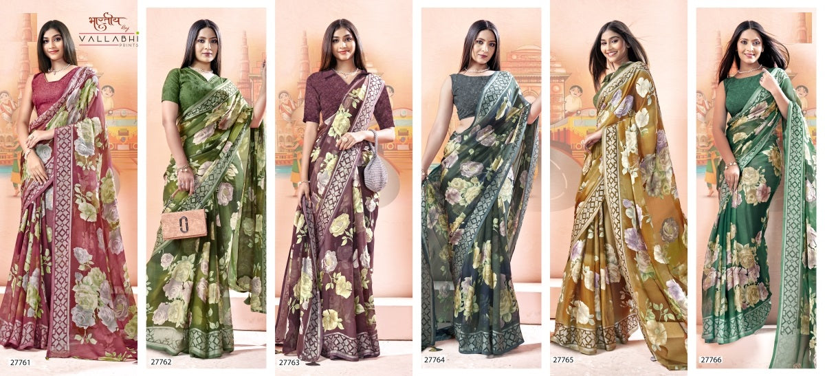 Inaaya Vol 6 Vallabhi Prints Brasso Sarees Exporter India