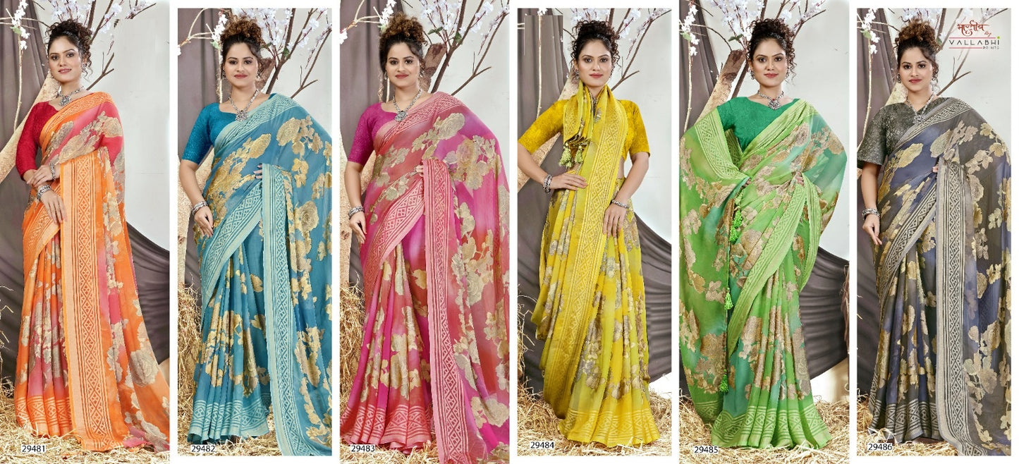 Inaaya Vol 9 Vallabhi Prints Brasso Sarees Wholesale Price