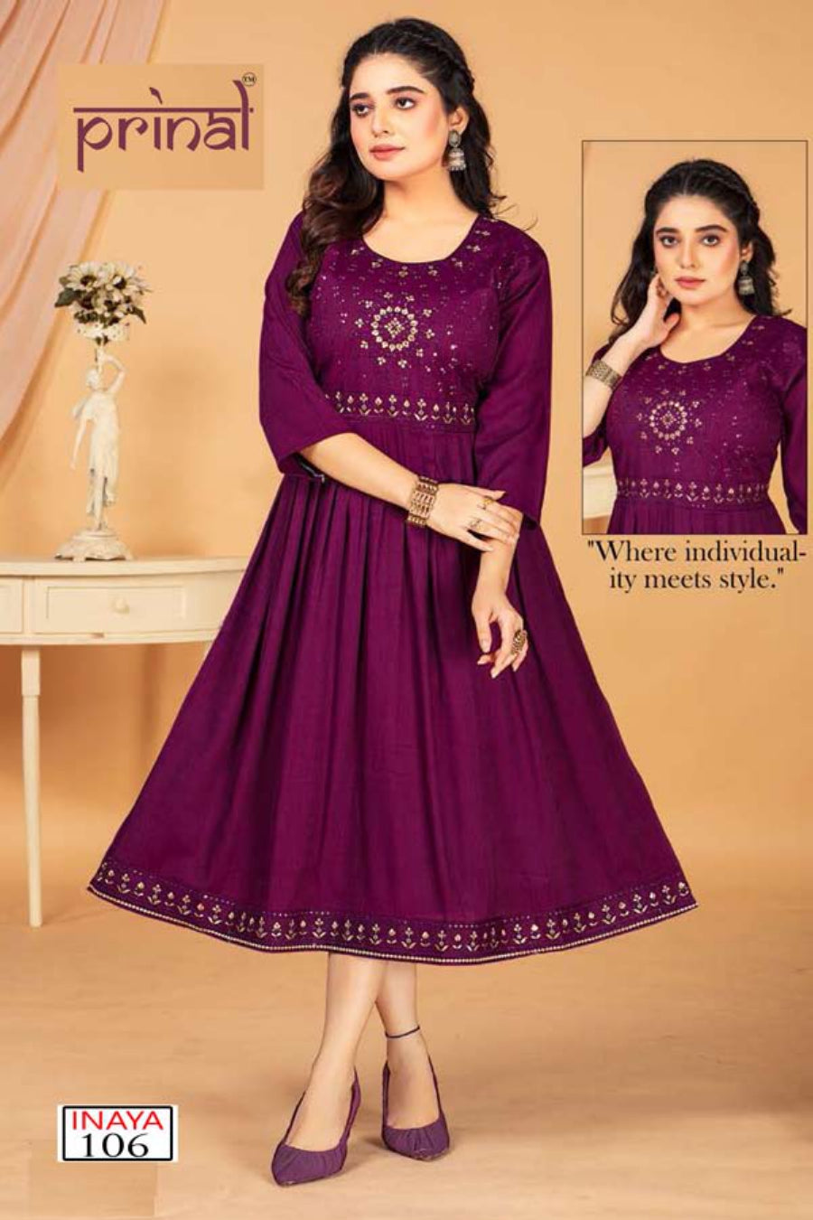 Inaya Prinal Reyon Anarkali Kurtis Wholesale Price