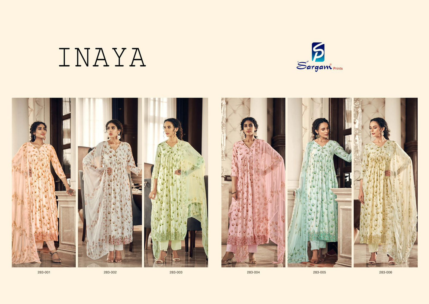 Inaya Sargam Prints Muslin Silk Pant Style Suits Manufacturer