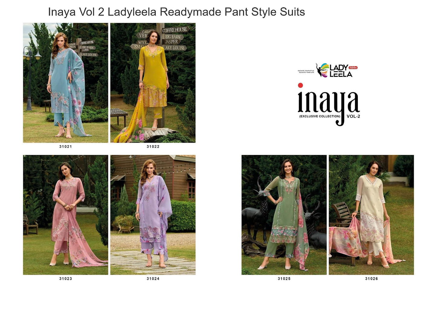 Inaya Vol 2 Ladyleela Organza Readymade Pant Style Suits Wholesale Rate