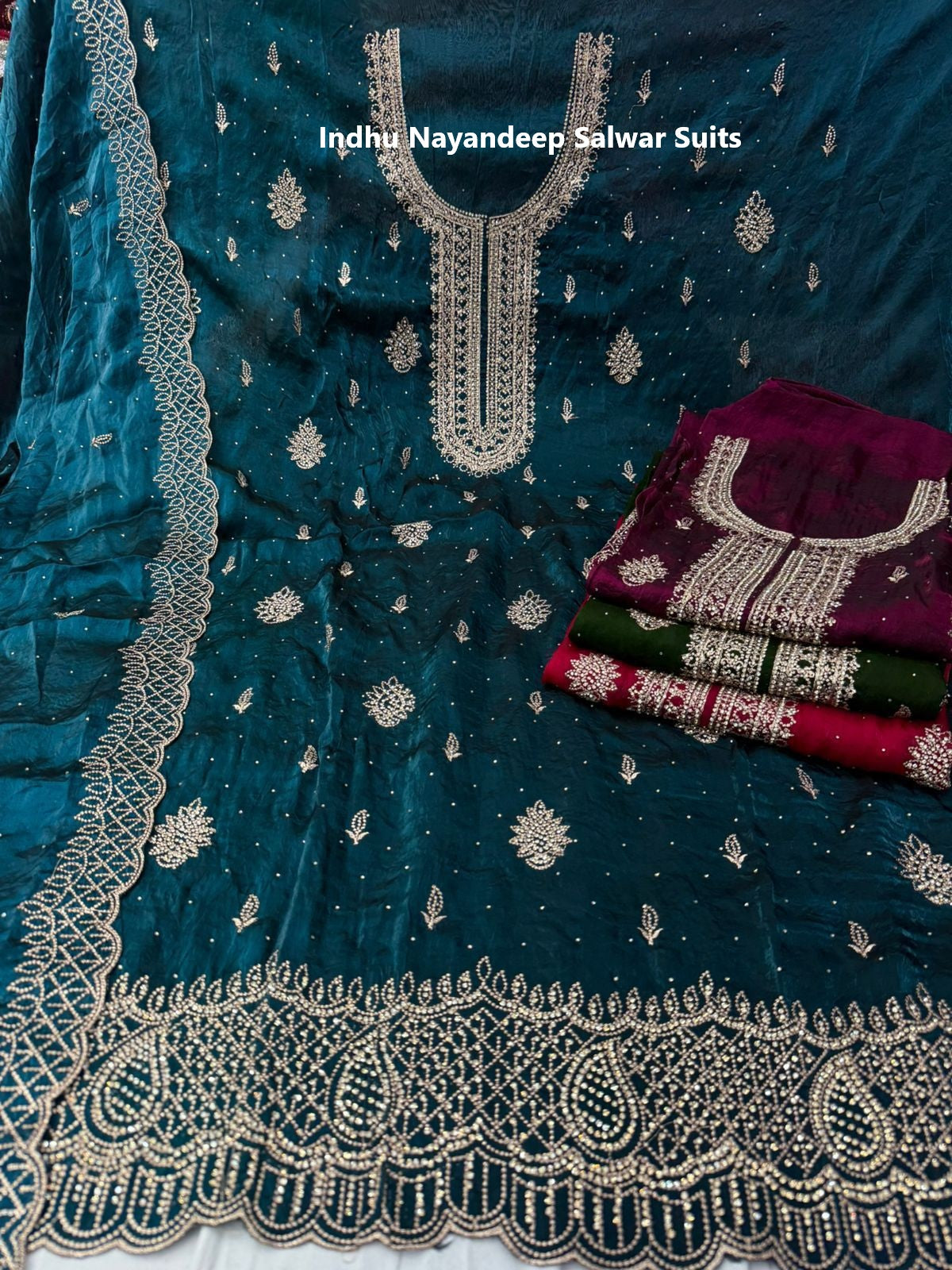 Indhu Nayandeep Satin Salwar Suits Wholesale Price