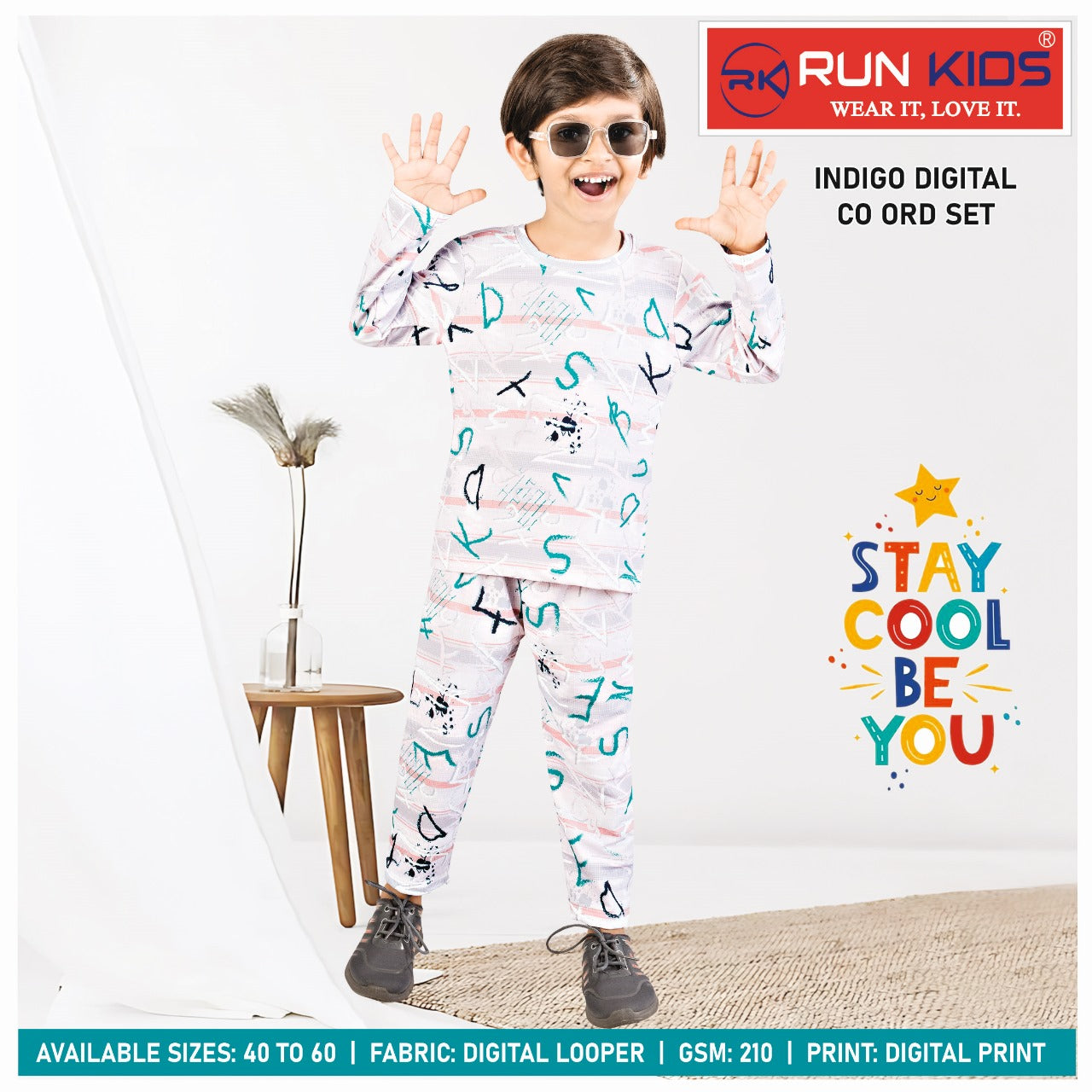 Indigo Gsm 210 Run Kids Looper Boys Co Ord Set Wholesale Price