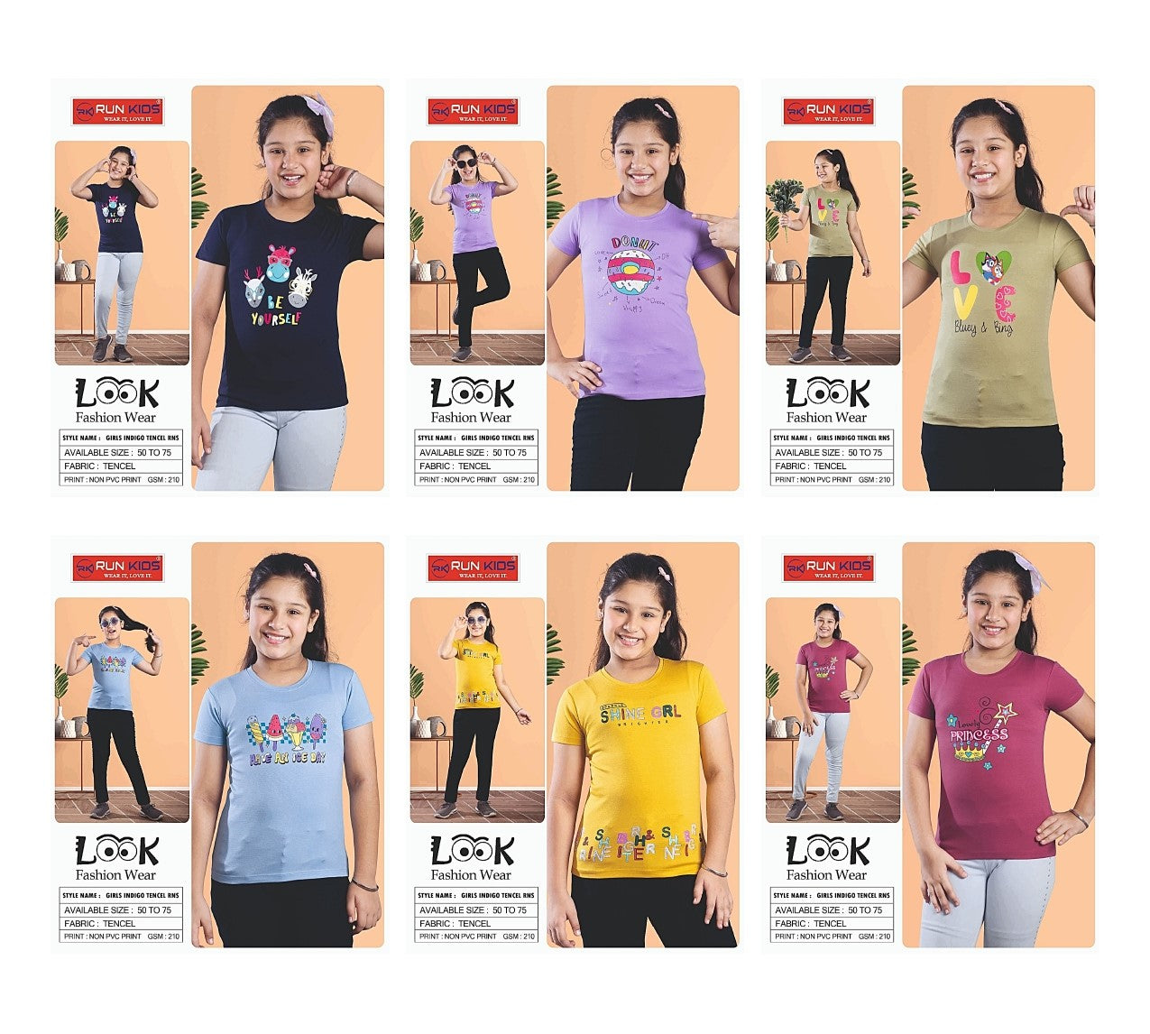 Indigo Gsm 210 Run Kids Tencel Girls Tshirt Supplier Gujarat