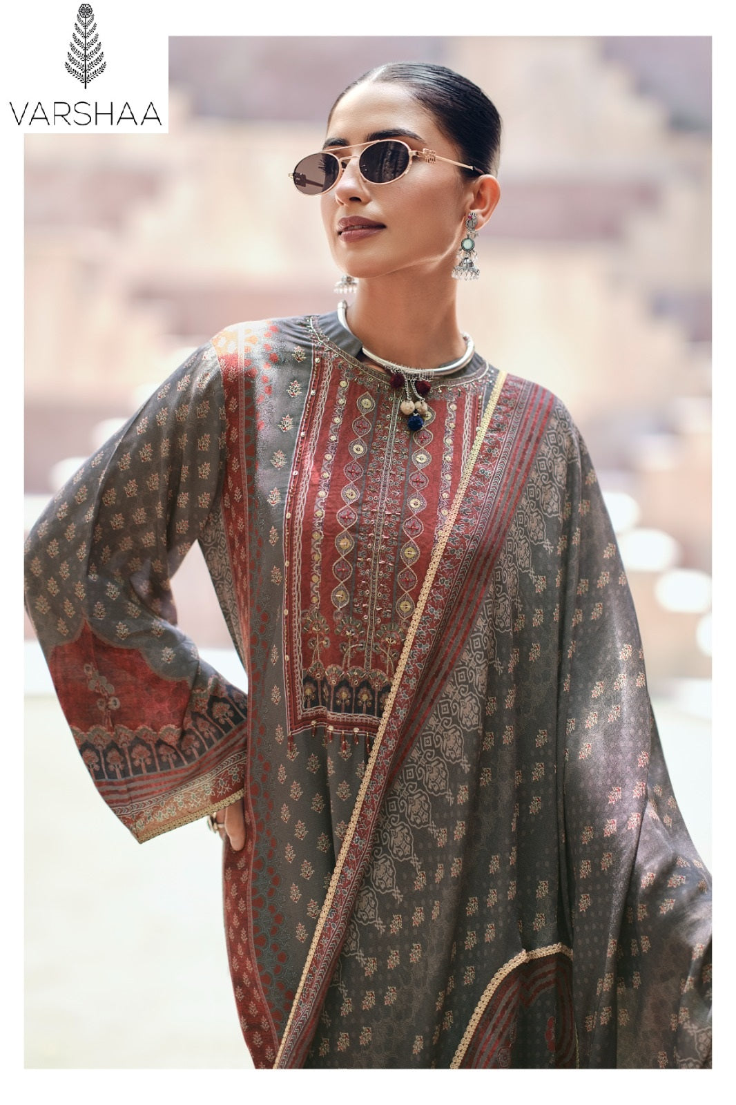 Indigo Vault Varshaa Viscose Muslin Pant Style Suits Manufacturer Gujarat